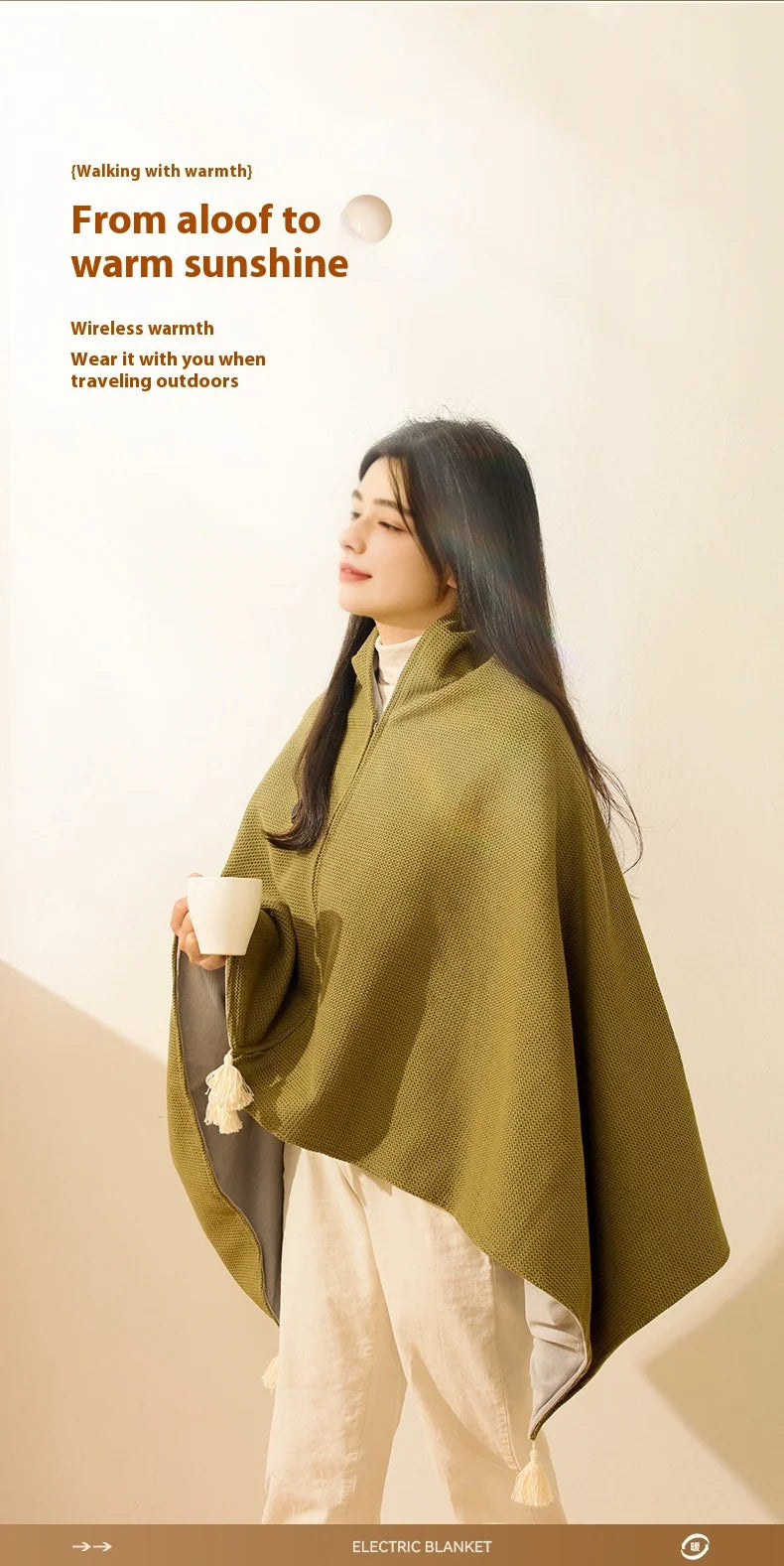 Wearable USB Electric Heated Blanket – 3-Level Adjustable Temperature, Washable Warmer Blanket for Women.