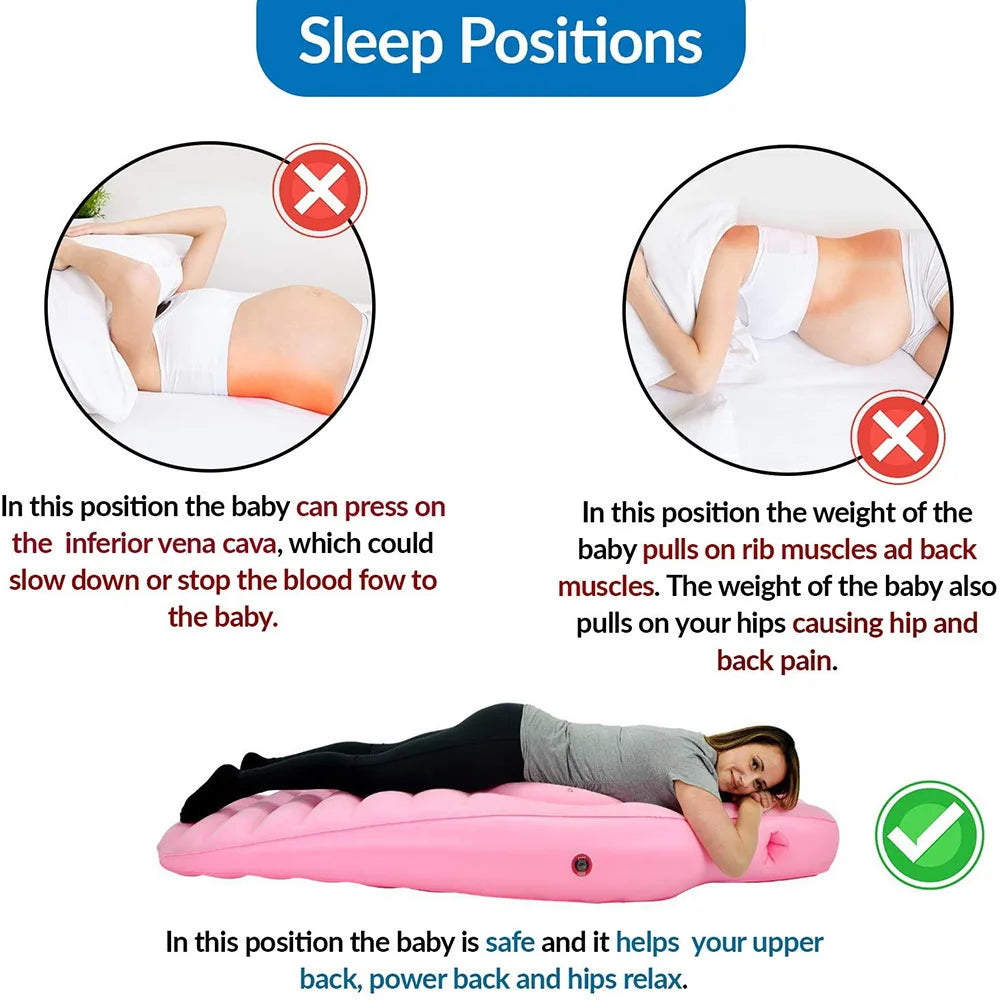 Inflatable Maternity Pillow with Belly Hole & Pump.