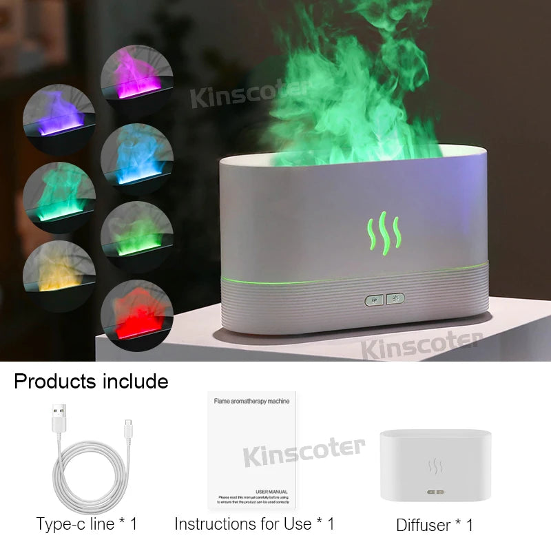 KINSCOTER Flame Aroma Diffuser – Ultrasonic Cool Mist Humidifier.