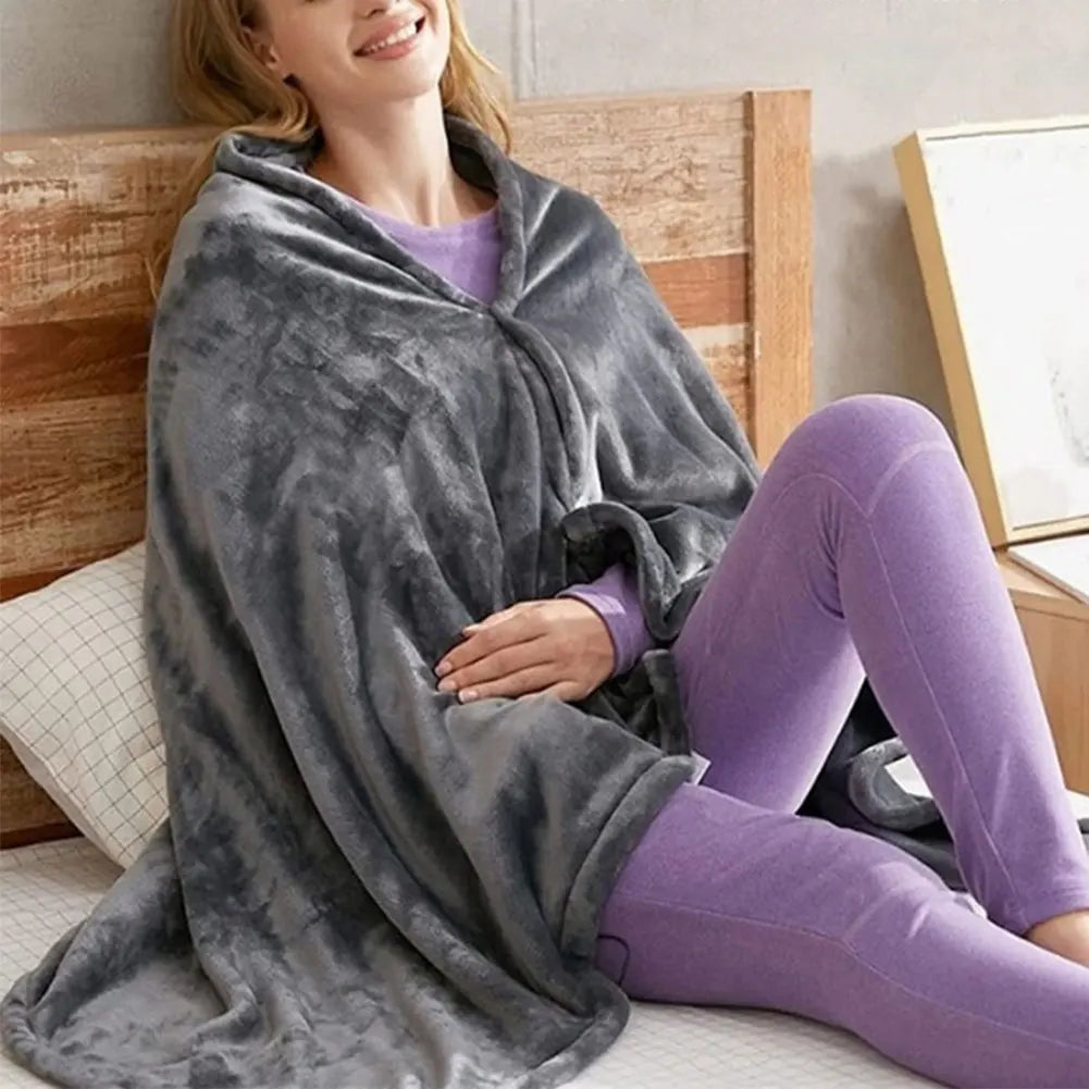Portable USB Heated Blanket – 8 Zones, 3 Heat Levels, Fleece Body Warmer.