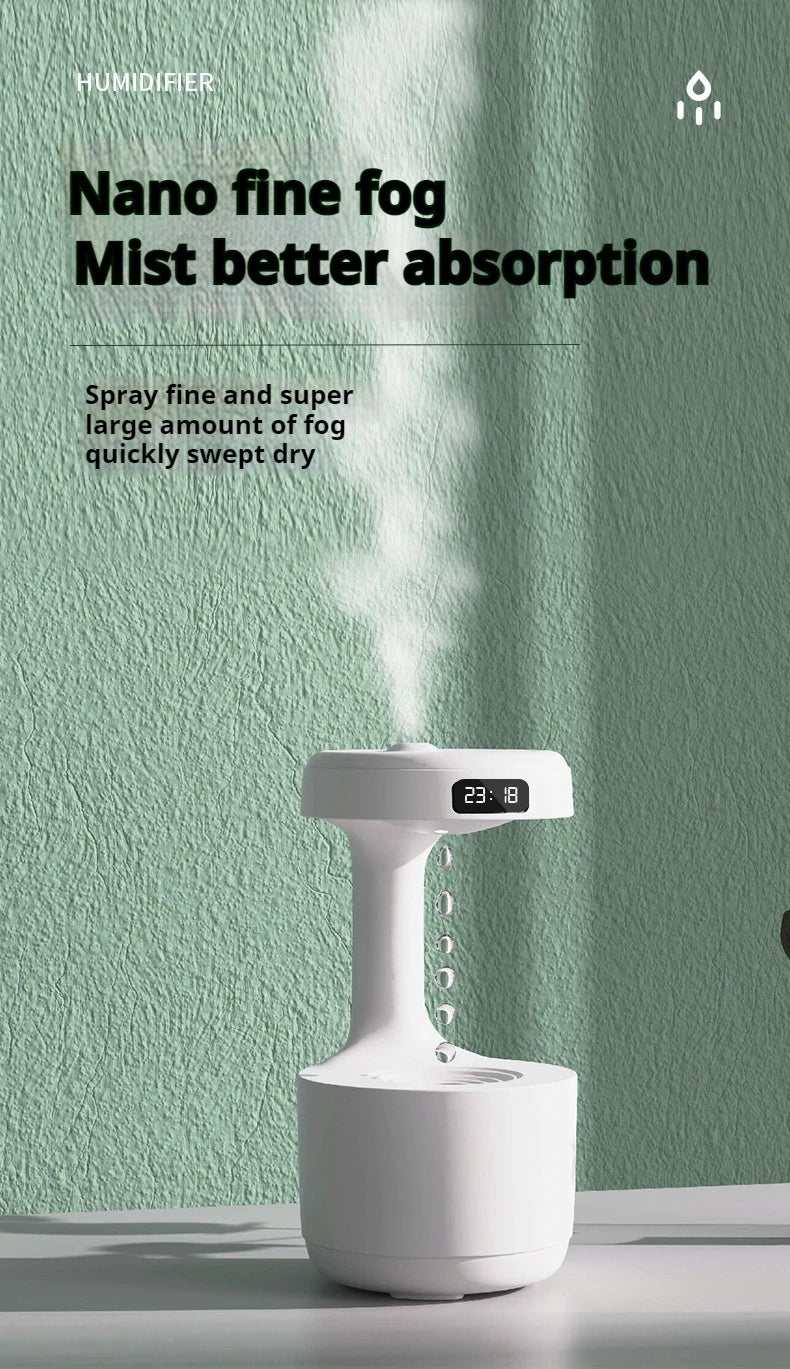 Anti-Gravity Humidifier – Floating Droplet with LED Clock.