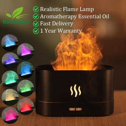 KINSCOTER Flame Aroma Diffuser – Ultrasonic Cool Mist Humidifier.