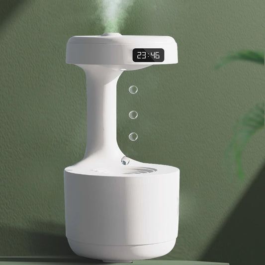 Anti-Gravity Humidifier – Floating Droplet with LED Clock.