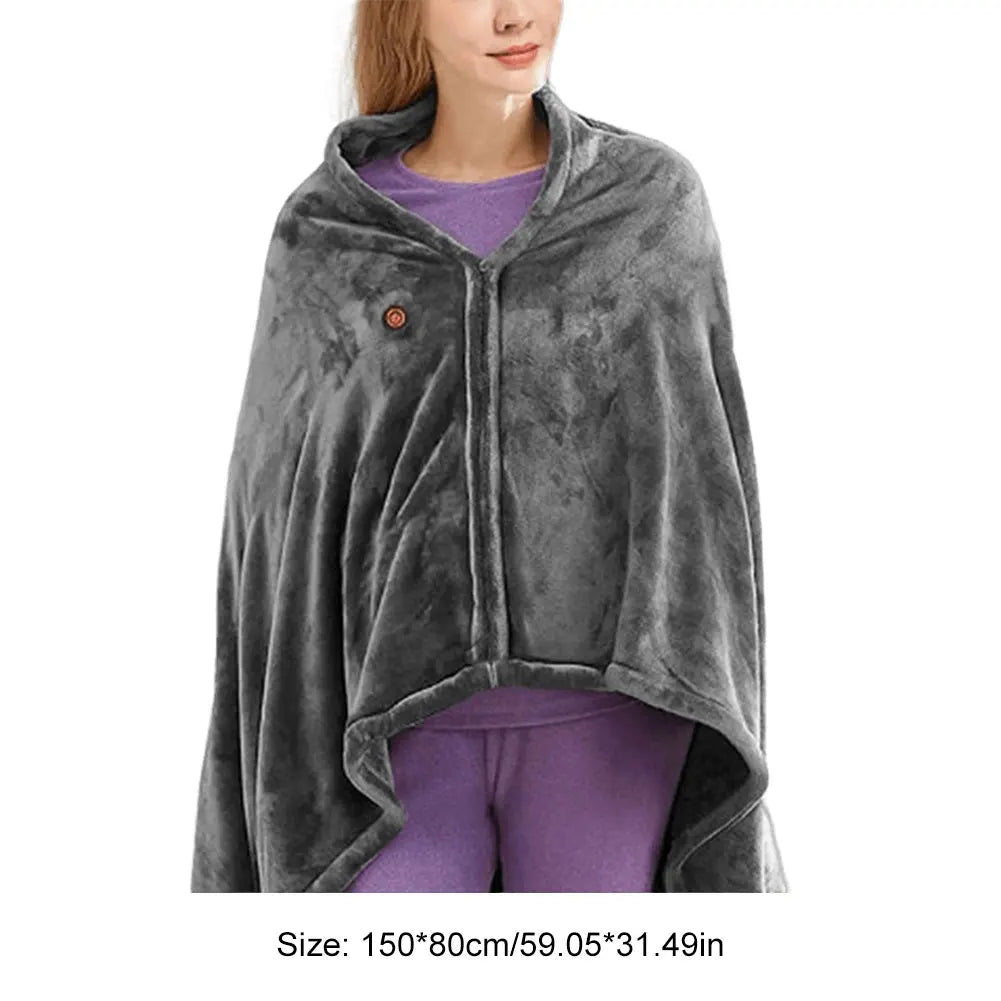 Portable USB Heated Blanket – 8 Zones, 3 Heat Levels, Fleece Body Warmer.