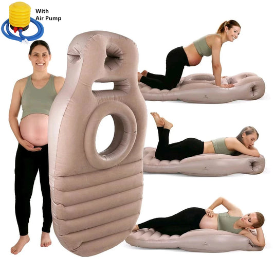 Inflatable Maternity Pillow with Belly Hole & Pump.